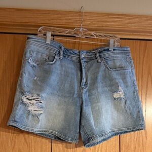 Pilcro and the Letterpress Light Blue Distressed Jean Shorts